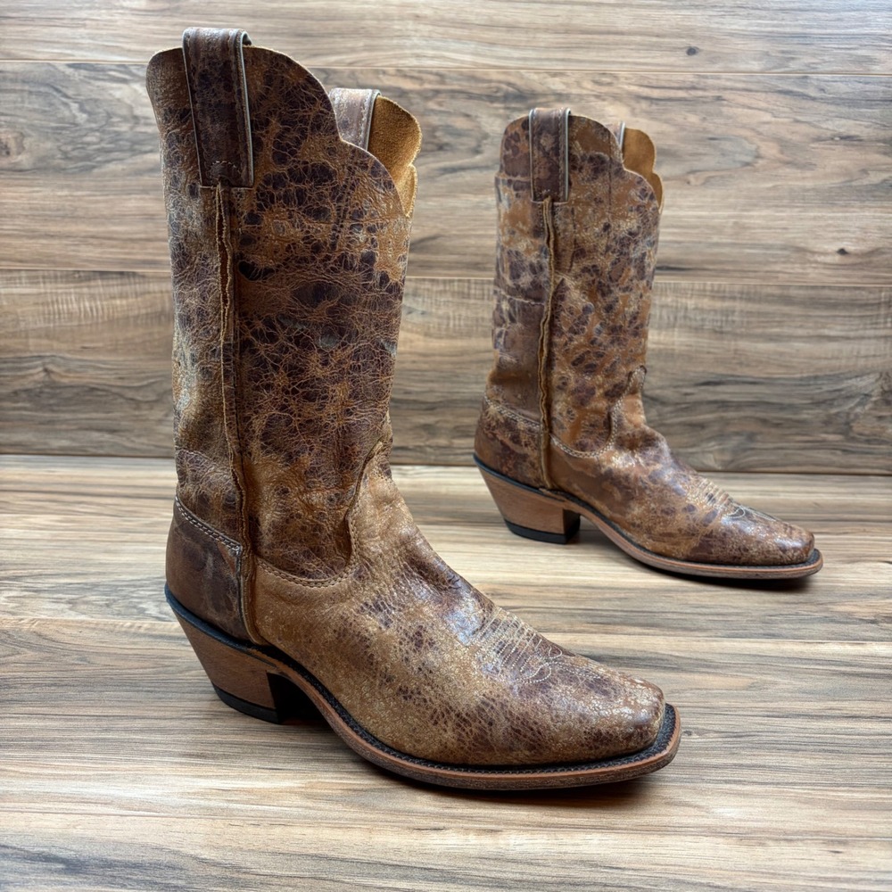 Justin Boots Bent Rail Wildwood Womens 9.5B Western 11" Boots Brown BRL122 Boho